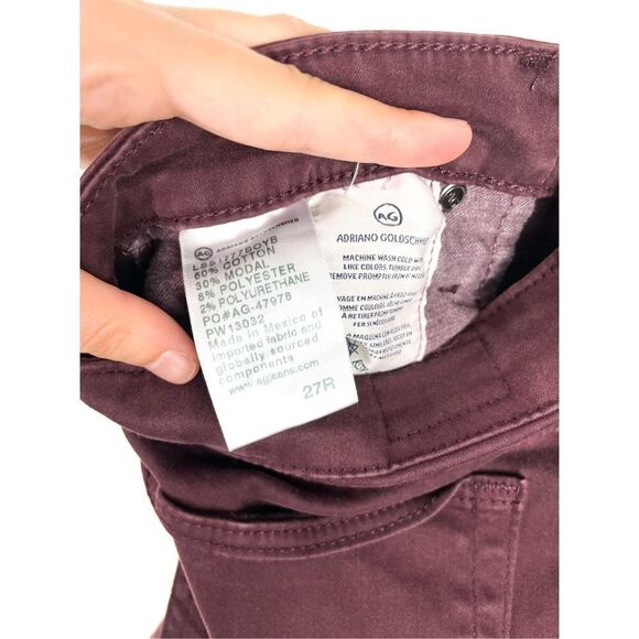 AG Adriano Goldschmied Farrah High Rise Skinny Ankle Jean in Burgundy Size 27 - Picture 13 of 14